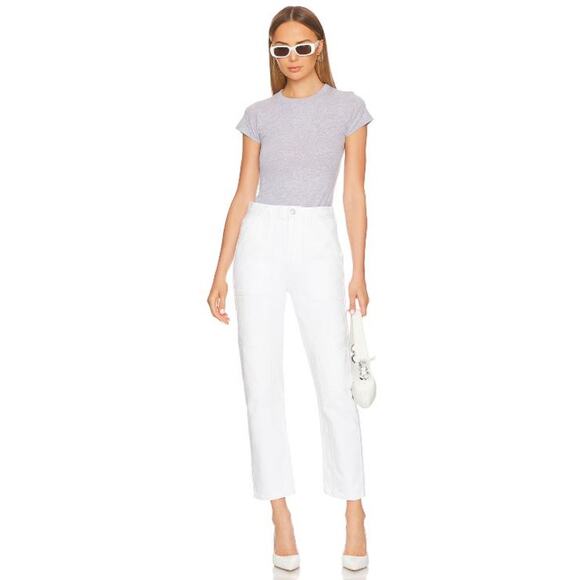 AGOLDE Cargo-Jeans Cooper Straight Leg High Rise Relaxed Milkshake Wash Size 31 - Picture 9 of 16